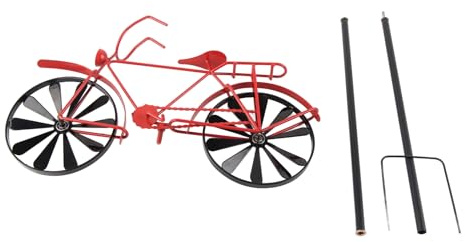 Cyrank Moulin à Vent en Métal, Moulinets De Vélo pour Cour Et Jardin, Décor De Moulin à Vent De Vélo, Décoration De Piquet De Moulin à Vent en Métal De Vélo Vintage pour Jardin De Cour Rouge
