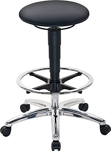bimos Drehhocker Sitz-Stop-Rollen+Fußring Supertec-Gewebe grau