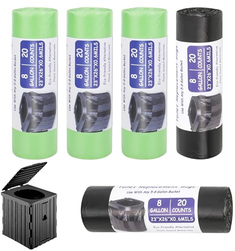 CTDMJ Toilettenbeutel Schwarz & Grün 100Stück 30L Biologisch Abbaubare Toilettenbeutel Camping Toilettenbeutel Bio Bio Müllbeutel Campingtoiletten Zubehör wasserdichte (Schwarz & Grün)