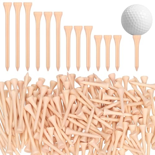 Mardatt 180 tee da golf, 42 mm, 54 mm, 70 mm, 83 mm, tee da golf professionali in legno naturale, riducono l'attrito e la rotazione laterale più stabili