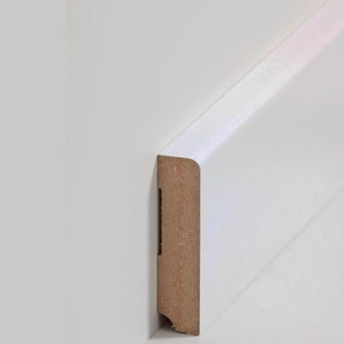Plinthe MDF 19 x 80 x 2500 mm noyau MDF pelliculé blanc pour coller, visser et clouer Plinthe by PROVISTON 12,5 mètres | 5 pièces