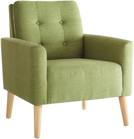 Mondeer Ohrensessel mit Armlehnen, Sessel mit Massivholzbeinen,Grün | Modern Relaxsessel bis120kg belastbar, Fernsehsessel,Sitzkomfort Einzelsofa, Wohnzimmer, Schlafzimmer,Balkon,Büro