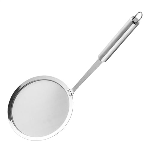 Skimmer Spoon – Schiumatore in acciaio, cucchiaio colino a maglia fine, cucchiaio scolapasta a maglia fine in acciaio inossidabile, cucchiaio multifunzione per scremare con manico ergonomico per