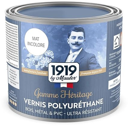 MAULER - Vernis Polyuréthane Bois, Métal, PVC - Mat Incolore 0,5L | Lavable - Résistance Extrême Technologie Haut Extrait Sec Résine Alkyde Uréthane - Manufacture Mauler depuis 1919