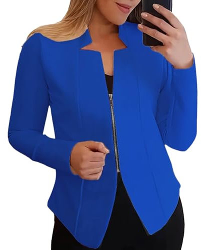 Blazer Corto Donna, Giacca Da Donna Primaverile Manica 3/4 Giacche Elegante Giacca Cappotto Vintage Button Down Casual Anteriore Aperto Tailleur Ufficio Casual Curvy Giacca Business Cardigan Cerimonia