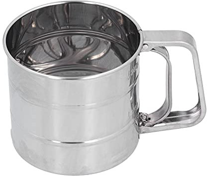 Baxnore Mesh Crank Flour Sifter, Stainless Steel Baking Sugar Sifter, Wear Resistant Powdered Sugar Sifter, Rustproof Shaker Sieve Cup for Flour Icing Sugar