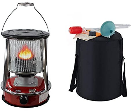 Generisch Petroleumkocher, roter Campingkocher, Petroleum-Konvektionsofen, 9000 BTU, Outdoor-Camping-Gaskocher, Rauch- und kraftstoffsparend, mit 6 Dochten/4,6 l, 6 Dochte, 2 Handschuhe
