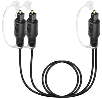 GELRHONR Digital Optical Audio Splitter Kabel,1 in 2 Out Toslink Fiber Splitter für TV, DVD, HDT, Soundbar, Verstärker (0.5M/1.64Ft)