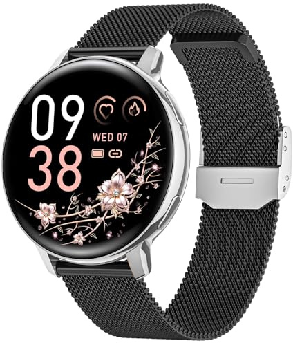 SWGOTA Smartwatch Damen, 1,39 Fitnessuhr mit Telefonfunktion 24H Pulsuhr SpO2 Schlafmonitor Menstruationszyklus 120+ Sportmodi Schrittzähler Kalorien Fitness Tracker IP68 iOS Android Schwarz Silber