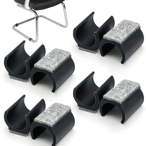 KAIYYA - 8 deslizadores de fieltro para muebles, diámetro 24-25 mm, para sillas oscilantes, protege el suelo y reduce el ruido