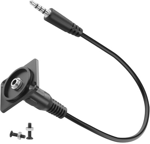 QIANRENON TRRS 3,5 mm pannello di montaggio cuffie connettore cavo corto a 4 poli TRRS 1/8 maschio a femmina Bulkhead fisso Mount Audio Adapter Extender, per Extension CTIA Stereo + Mik Port, 25 cm