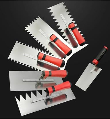 Plastering Trowel Set, Stainless Steel Left and Right Toothed Trowel, DIY Tile Laying Tool, for Wall Tiles, Block Installations