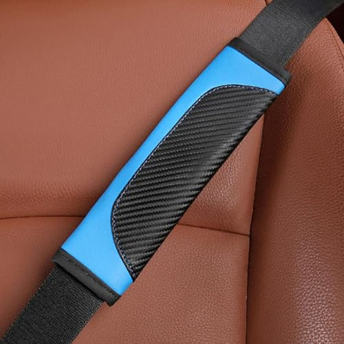Koprek 2 Pcs Car Seat Belt Pads Cover, Comfortable Car Seat Belt, Carbon Fiber Safety Seatbelt Shoulder Strap Covers Microfiber Leather Seatbelt Covers Universal Fit Accessories for Cars (Blue)
