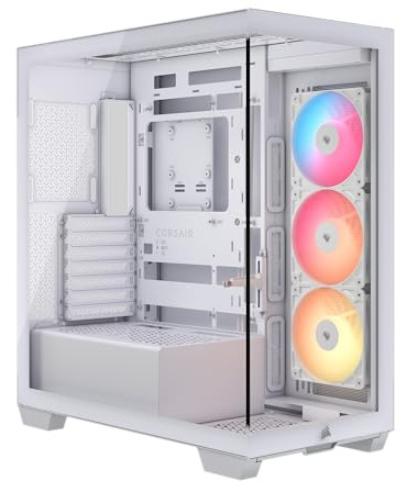 CORSAIR 3500X RS-R ARGB Case PC Mid-Tower – 3 Ventole RS120-R ARGB Preinstallate, Compatibile con Fino a 10 Ventole da 120 mm, Scheda Madre con Connessione Inversa Compatibile – Bianco