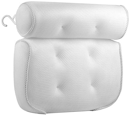 SHERCHPRY Almohada De Bañera Malla Almohada para SPA Ventosas De Bañño Duradera para Baño Color Blanco