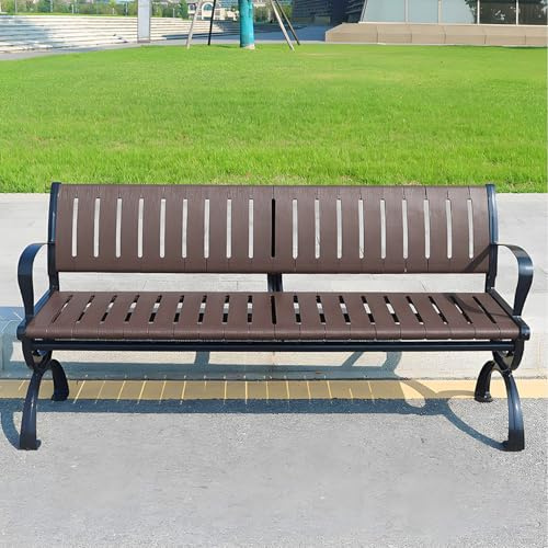 Banc De Jardin Avec Pieds En Métal, Banc D'extérieur Mobilier Pour Amenagement En Bois Banquette De Terrasse Banquette Pour Pergola Résistant Aux Intempéries 120/150/180cm(Avec Dossier,120cm)