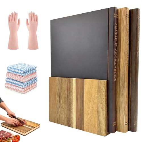 Set di taglieri a forma di libro, 3 pezzi, con supporto, per cucina, frutta, verdura, carne, pesce, formaggio e pane