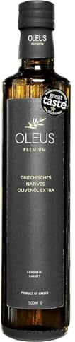 PREMIUM OLIVENÖL - Kaltgepresst | GRIECHENLAND | Zum Kochen / Braten | EXTRA VIRGIN (Vergine) | OLEUS | mild, fruchtig | 100% Koroneiki - Oliven | Messinia | Geschenk | 500ml Glas-Flasche