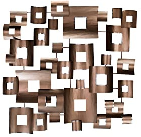 KunstLoft Wanddeko Metall | 100% HANDGEFERTIGT | 100x100x6cm | Wandbild Metall 'Clockwork' | Abstrakte Skulpturen | Kupfer | Wandskulptur | Metalldeko Wand Wohnzimmer