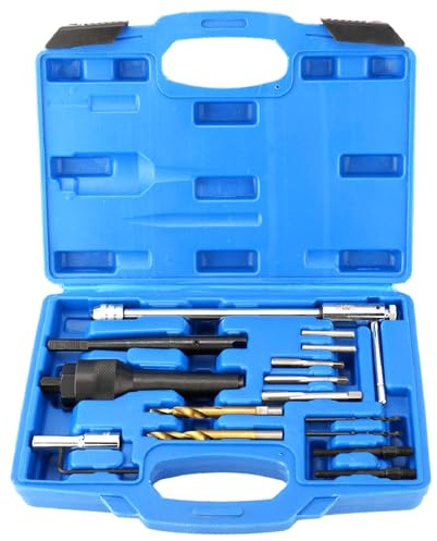 FreeTec 16PCS Glow Plug Removal Tool, 8 mm 10 mm Damaged Glow Plug Extractor Kit, Diesel GlowPlug Remover Thread Repair Tool Set for Cylinder Heads