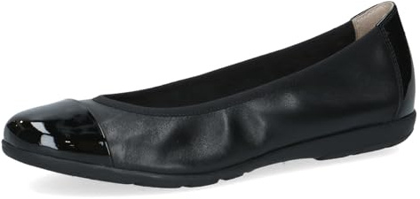 CAPRICE Damen Ballerinas aus Leder mit Lack, Schwarz (Black Comb), 38 EU