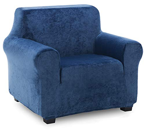 TIANSHU Samt Sesselbezug,Soft Velvet Plush Couchbezug stilvolle Luxus-Möbelbezüge Anti-Rutsch-High Stretch Sesselbezug(1 Sitzer, Navy blau)