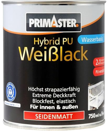 Primaster Hybrid-PU-Weißlack weiß 750 ml für Innen und Außen Lack glanzstabil