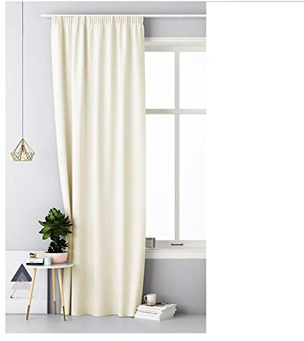 JEMIDI Vorhang blickdicht 140x250cm - Gardine mit Kräuselband Universalband - 100% Polyester Schal lang für Wohnzimmer Schlafzimmer - ecru
