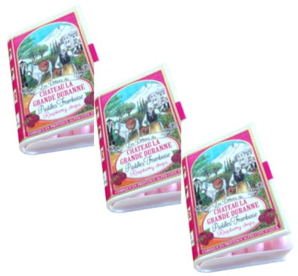 Chateau La Grande Duranne Caramelle al Lampone | Pastiglie Aromatizzate Frutta | Caramelle Lampone - 3 Scatoline