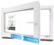 Kellerfenster Kunststofffenster weiß, BxH: 80 x 50 cm / 800 x 500 mm 2-fach Verglasung (32 mm) Dreh-Kipp inkl. Pilzkopfverriegelung, DIN Links (Griff Rechts), 60 mm Profil