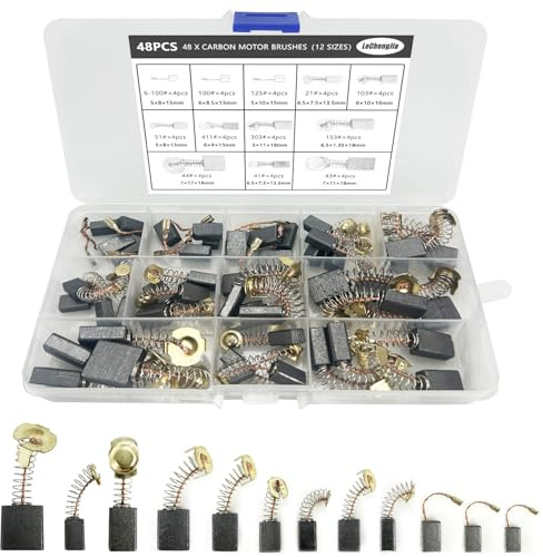 48 Pcs Carbon Motor Brushes, 12 Sizes Carbon Brushes For Electric Motors Replacement, For Hand Drill, Blower, Blender, Power Tool, Circular Saw