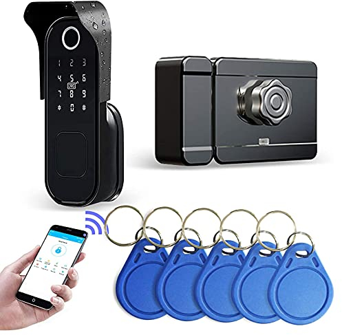 Wolf Guard TT01 - Serratura intelligente senza chiavi per porta biometrica con controllo app, pulsante Bluetooth intelligente con maniglia (TT01 TTLOCK APP)
