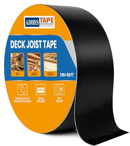ADHES Nastro Butilico Sigillante Impermeabile, 50mm x 15m, Resistente alle Intemperie Nastro per Travetti per Deck, Ideale per Piattaforme in Legno, Travi, Tetti