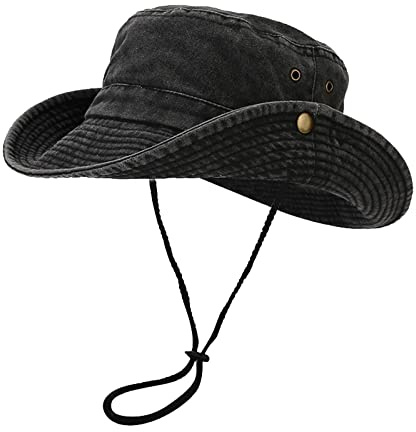 Fischerhut Herren Baumwolle Sonnenhut UV-Schutz Wanderhut Trekking Faltbar Sommerhut Breite Krempe Outdoor Safari Hut Damen mit Kinnband Anglerhut Boonie Hat Sonnenschutz Hütte Hiking Bucket Hat