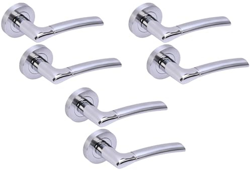 Hunta HANDLEZONE® 3 Sets Columba Lever On Round Rose Door Handles, Internal Passage Latch Handles - Dual Finish Polished/Satin Chrome