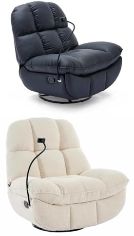 More4Homes CHICAGO SWIVEL & ROCKER MANUAL RECLINER CHAIR FAUX LEATHER BLACK