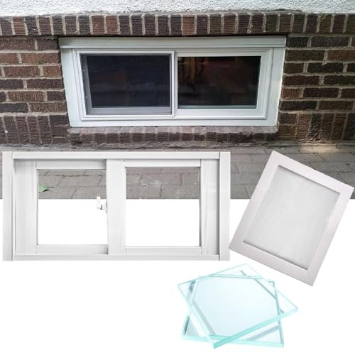 WAHHWF White Mobile Home Windows, Flush Mount Shed Window Double Panel, Horizontal Sliding Basement Window Large, Household Bathroom Window with Lock and Screen, Custom Size(WxH 46x28in/115x70cm)