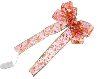 Cabilock Pendentif Lumineux Forme de Nœud pour Décoration de Noël Accessoire Dorée pour Arbre de Noël Ornements Suspendus et Décoration de Fête Intérieure Extérieure