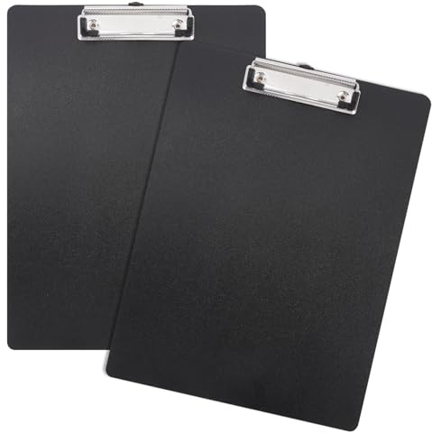 2 stycken klämbrädor A4, svart plast klämmapp A4