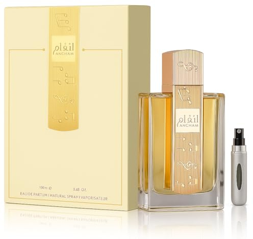 Angham Perfume Árabe Original – Eau de Parfum Oriental 100ml + Atomizador 5ml Recargable | Fragancia de Mandarina, Pimienta Rosa y Vainilla de Larga Duración.