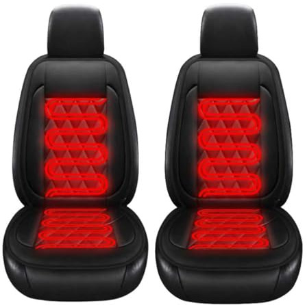 Kosinso 2 Stück Auto Sitz Auflage, Winter Autositz Auflage Mit Voller Rückenlehne Autositzbezüge Passend für Die Meisten Autos Zweisitzer (Schwarz)