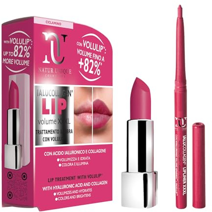 Nature Unique - SET IALUCOLLAGEN LIP + LIPLINER VOLUME XXXL Ciclamino | Trattamento Rimpolpante Labbra con Acido Ialuronico e Collagene Vegetale | Volumizzante Labbra + Matita Labbra