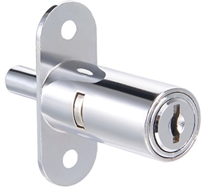 sourcing map Cajón Escritorio Armario Guardaropa Empuje Émbolo Bloqueo, 3/4 Cilindro Diámetro 1-1/2 Cilindro Longitud, Zinc Aleación Cromado Acabado, Llaves Diferentes