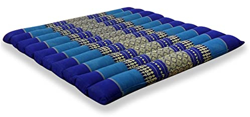 livasia Sitzkissen Stuhlauflage groß - 50x50x4,5cm - Bodenkissen gesteppt Indoor/Outdoor, Meditationskissen Yogakissen, Stuhlauflage Palettenmöbel, Steppkissen Stuhl und Bank (Blau)
