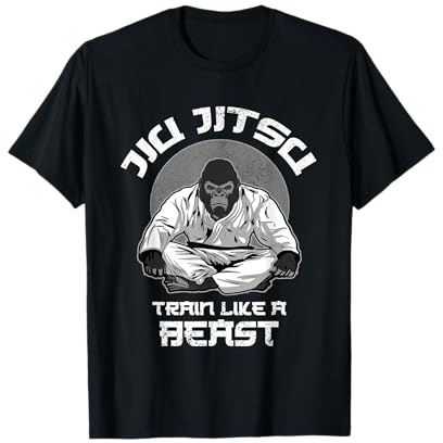 Train Like a Beast Jiu Jitsu, BJJ Grappling MMA Gorilla T-Shirt Small
