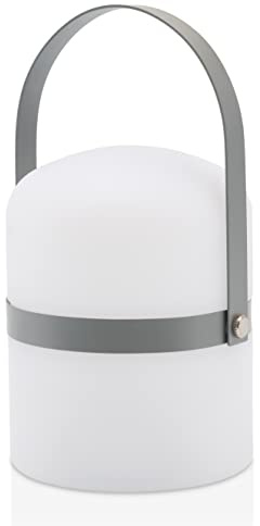 LUUK LIFESTYLE Schlichte LED Lampe mit Henkel für drinnen und draußen, moderne Deko für Wohnzimmer, Schlafzimmer, in grau matt