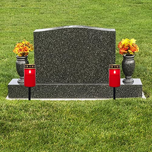 Gidenfly Solar Garden Lights, Grave Candle 2.95 x 5.12 Inches LED, Landscape Lawn Light, Grave Lights with Flameless Electronics Waterproof Solar,Red