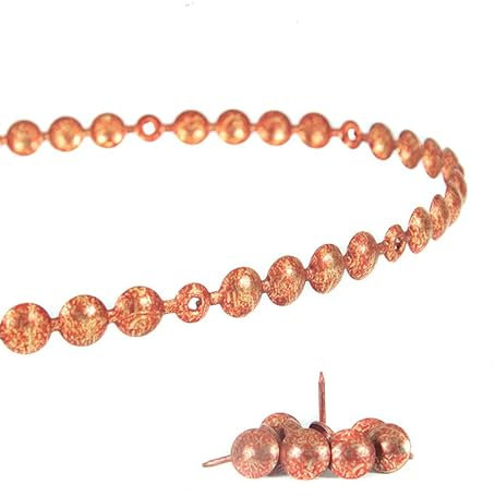 5 bandes de clous tapissier + 100 clous - Lentille Fer - Rouge grenade - Ø9,5mm - Clous tapissier en bande