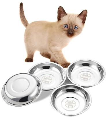 VENTION Rostfritt stål morrhår lindring kattmatskål, grund metall kattskålar set, 207 – 60 oz ersättning husdjur katt matningsrätter för upphöjd/förhöjda ställ, fungerar för hundtallrik, diskmaskinssäker
