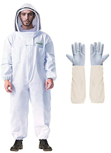LONGADS Professional Bee Suit for Men & Women, Beekeeping Suit with Glove & Ventilated Hood, Multi-Size Bee Outfit for Backyard Beekeeping & Christmas Costume